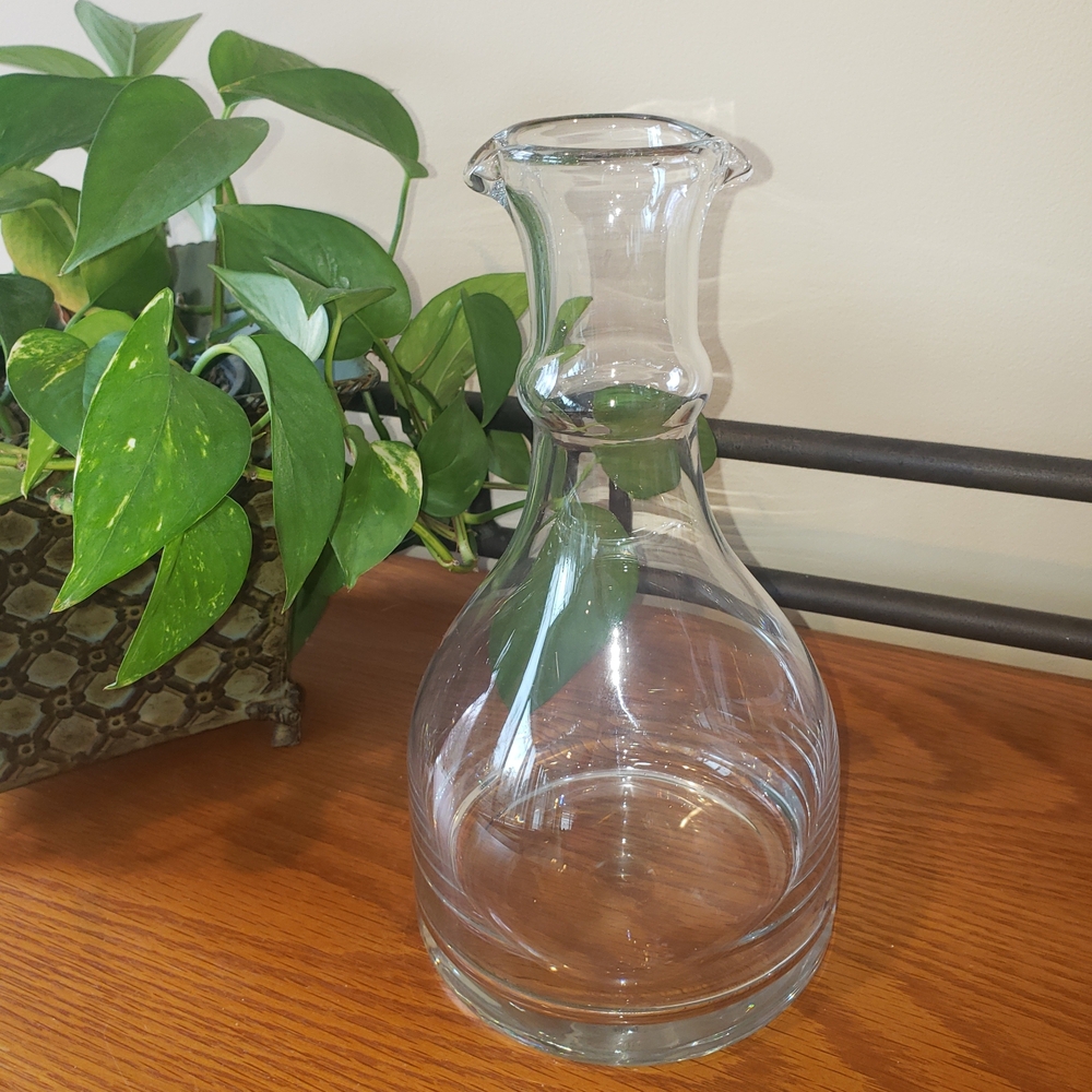 Vtg - Elegant Clear Glass Carafe - 10 1/2" Tall